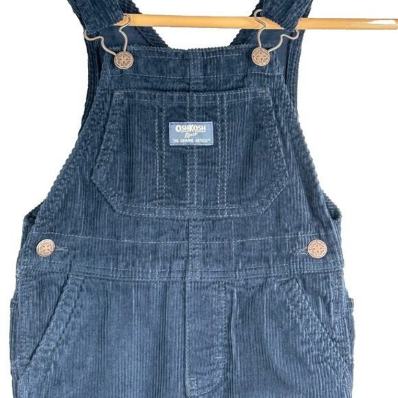 OshKosh Corduroy Overalls 3T Flannel Lined Navy Vestbak Retro Classic Fall - Picture 2 of 9